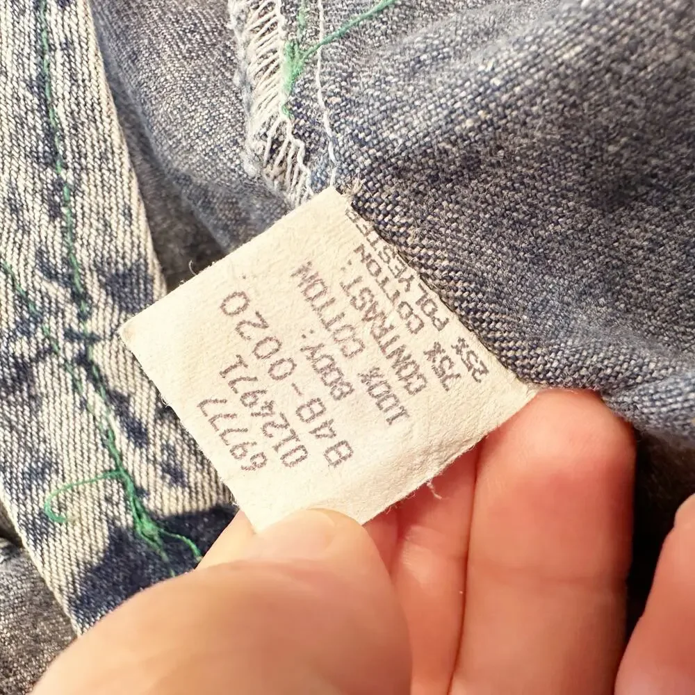 Vtg OshKosh B'Gosh USA Made Acid Wash Overalls 24 Months 3D Bugs sz 18 mo.